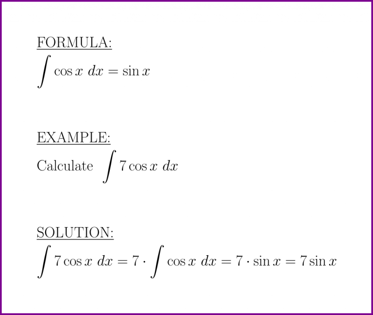 The Antiderivative Of Cosine Formula And Example LUNLUN