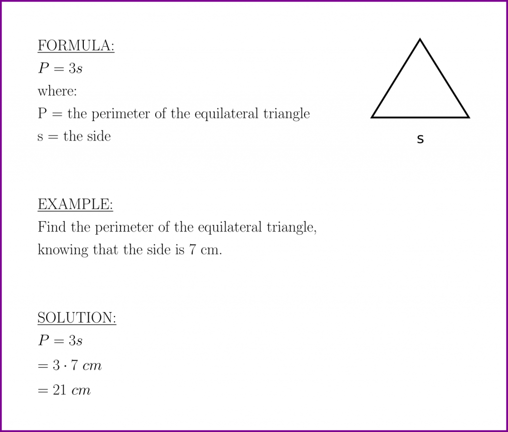 perimeter of triangle formula class 7th