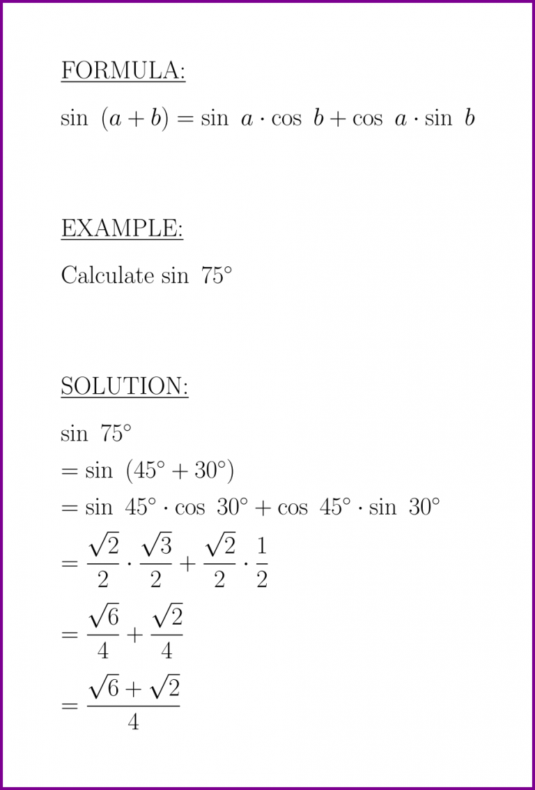 sin (a + b) (formula and example) (sine of sum) – LUNLUN.COM