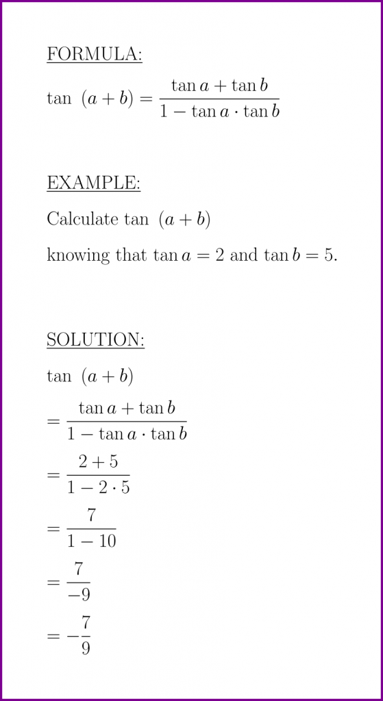 Tan (a + B) (formula And Example) (tangent Of Sum) – LUNLUN.COM