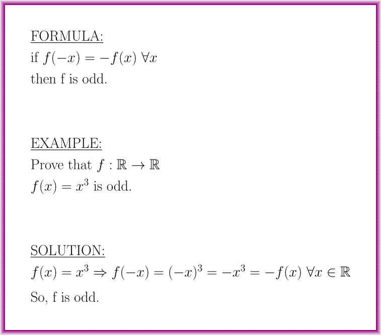 Odd functions (formula with example)