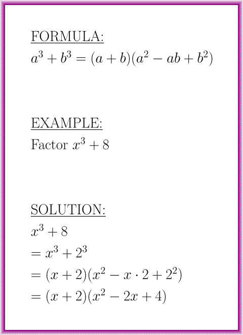 The sum of cubes (formula with example)