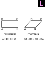 What is the difference between a rectangle and a rhombus?
