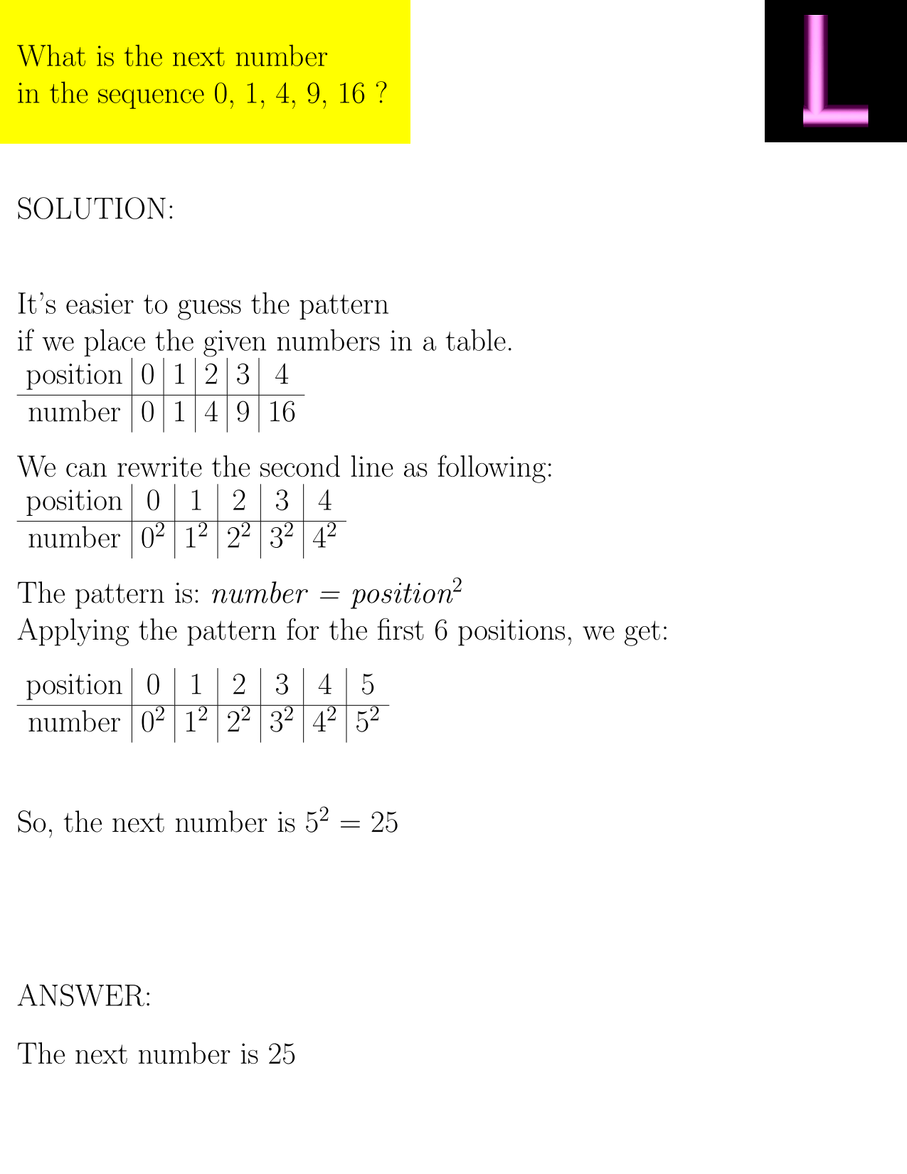What Is The Next Number In The Sequence 0 1 4 9 16 LUNLUN COM