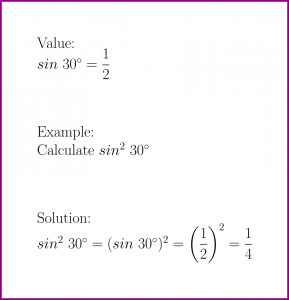 Learn Trigonometry : sine of 30 degrees (value and example)