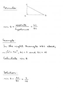 Calculate sine in the right triangle (formula and example)