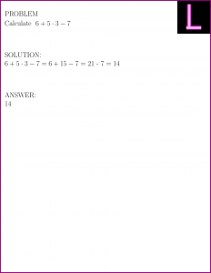 Order of operations (example)