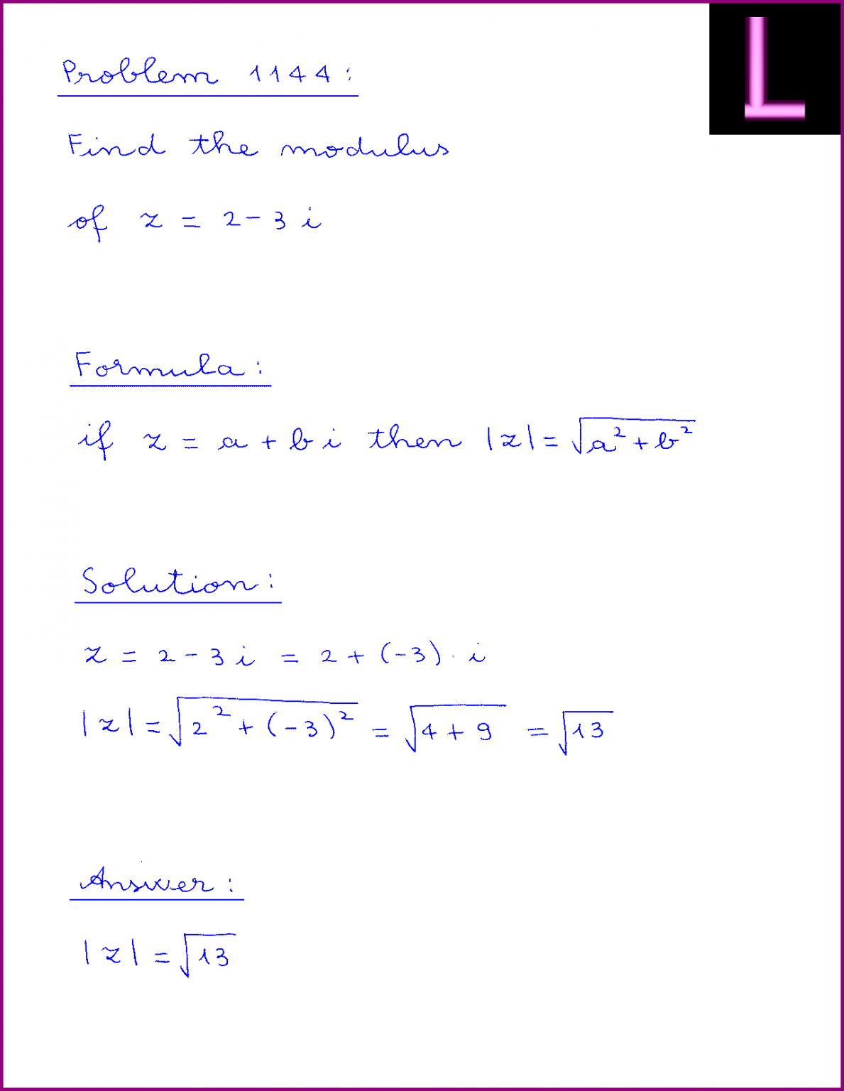 problem-1144-find-the-modulus-of-z-2-3i-lunlun-com