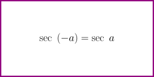 The formula for sec (-a) [formula for the secant of minus a]