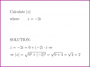 Calculate the modulus of a complex number (problem with solution) - article 1785