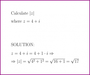 Calculate the modulus of a complex number (problem with solution) - article 1804