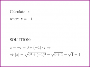 Calculate the modulus of a complex number (problem with solution) - article 1812