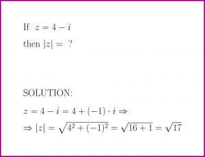 Calculate the modulus of a complex number (problem with solution) - article 1814