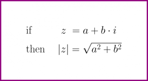 The formula for the modulus (absolute value) of a complex number - article 1790