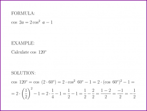 cos 2a = ? (formula with example) [cosine of double angle]