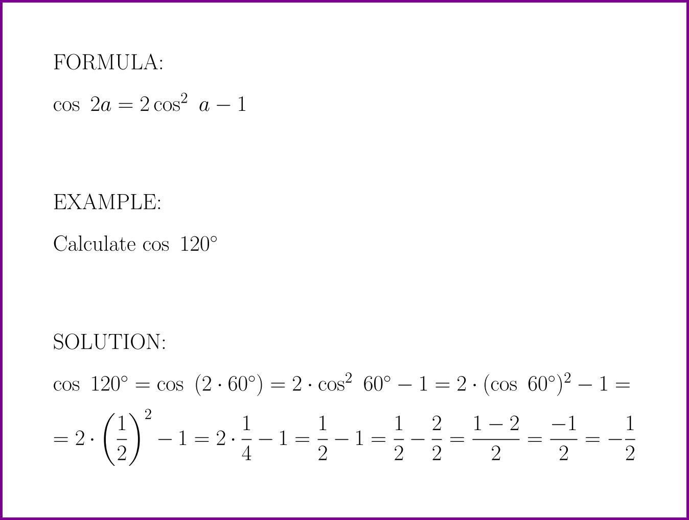 Cos 2a formula With Example cosine Of Double Angle LUNLUN COM