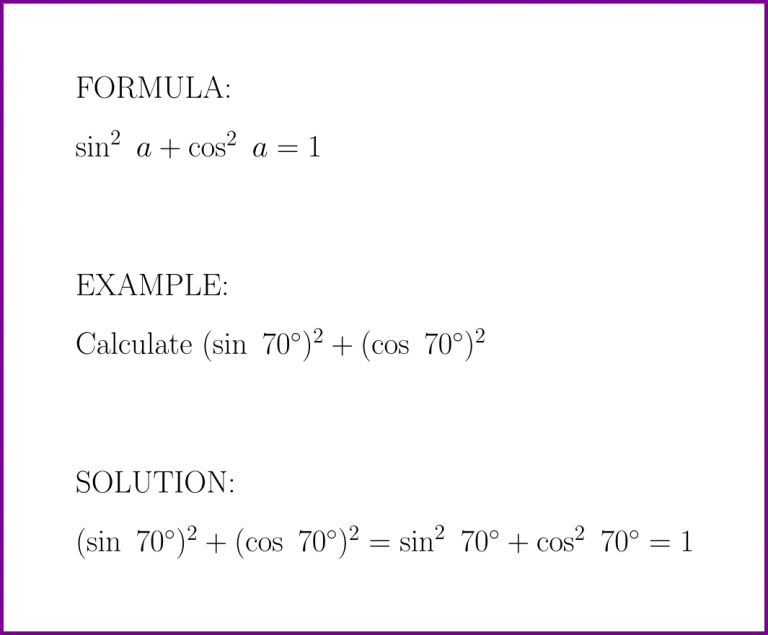 sin^2 a + cos^2 a = ? (formula with example) – LUNLUN.COM