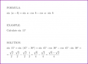 sin (a - b) = ? (formula with example) [sine of difference]