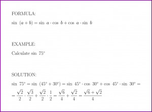 sin (a + b) = ? (formula with example) [sine of sum]