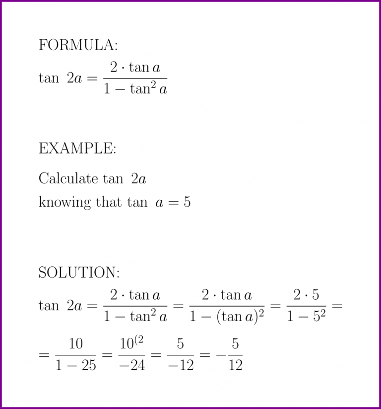 Tan 2a formula With Example tangent Of Double Angle LUNLUN COM