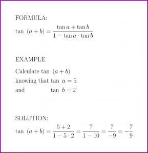 tan (a + b) = ? (formula with example) [tangent of sum]