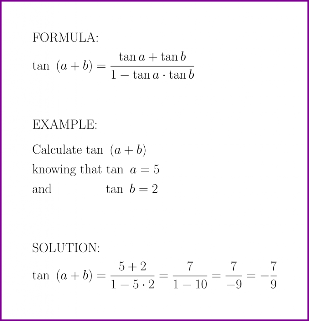 tan (a + b) = ? (formula with example) [tangent of sum] – LUNLUN.COM