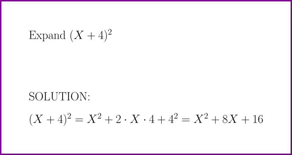 What is (x+4)^2 expanded? (problem with solution) [square of sum ...