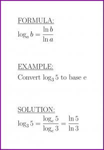Change the base of a logarithm (formula and example)