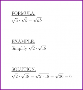 Square root of a times square root of b (formula and example)