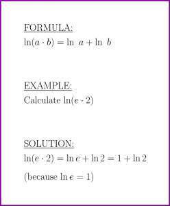 ln of a times b (formula and example)