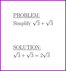 Practice Math : Radicals : problem #1 with solution