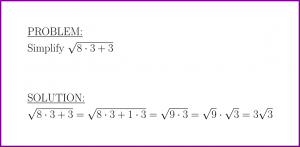 Practice Math : Radicals : problem #5 with solution