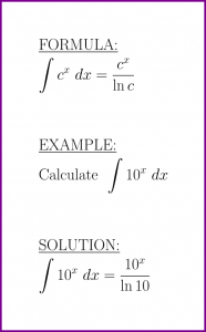 The antiderivative of constant to x (formula and example)