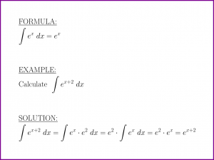 The antiderivative of e to x (formula and example)