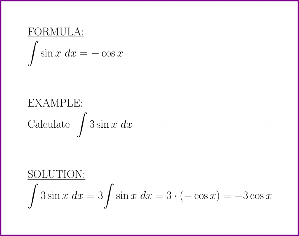 The Antiderivative Of Sine (formula And Example) – LUNLUN.COM