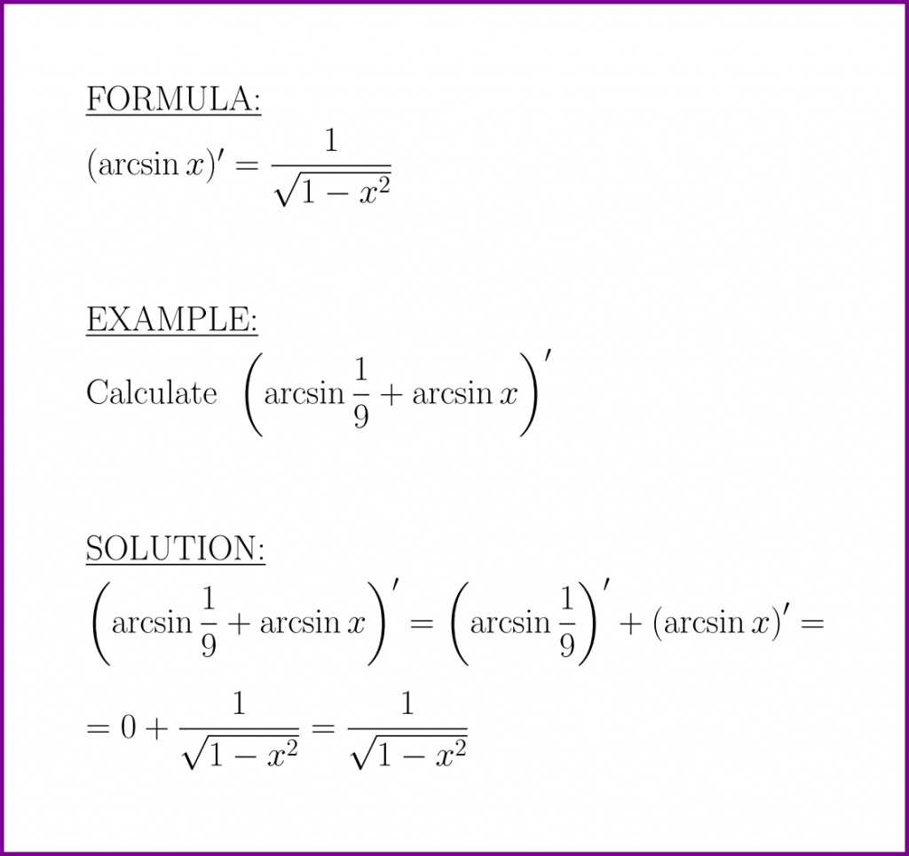 The derivative of arcsin (formula and example) – LUNLUN.COM