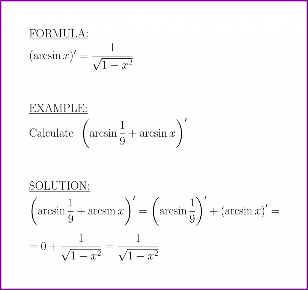 The Derivative Of Arcsin formula And Example LUNLUN COM