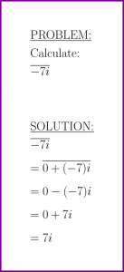 Calculate the conjugate of -7i (complex numbers) (problem with solution)