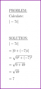 Calculate the modulus of -7i (complex numbers) (problem with solution)