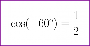 Exact value of cosine of minus 60 degrees