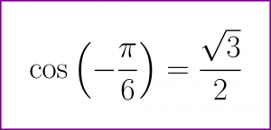 Exact value of cosine of minus PI/6