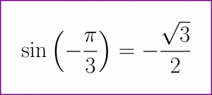 Exact value of sine of minus PI/3