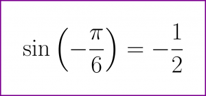 Exact value of sine of minus PI/6