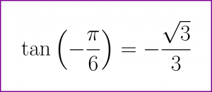 Exact value of tangent of minus PI/6