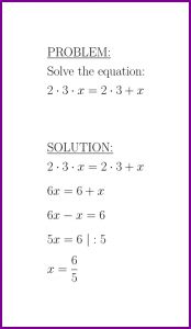 Solve first degree equation : 2 3 x = 2 3 + x