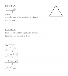Area of equilateral triangle (formula and example)