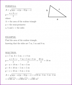 Area of the scalene triangle (formula and example)