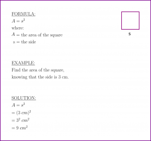 Area of the square (formula and example)