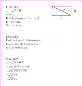 Diagonal of the rectangle (formula and example)