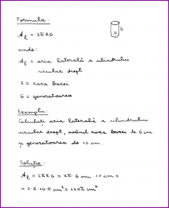 Learn Math In Romanian - Aria laterala a cilindrului circular drept (scris de mana)